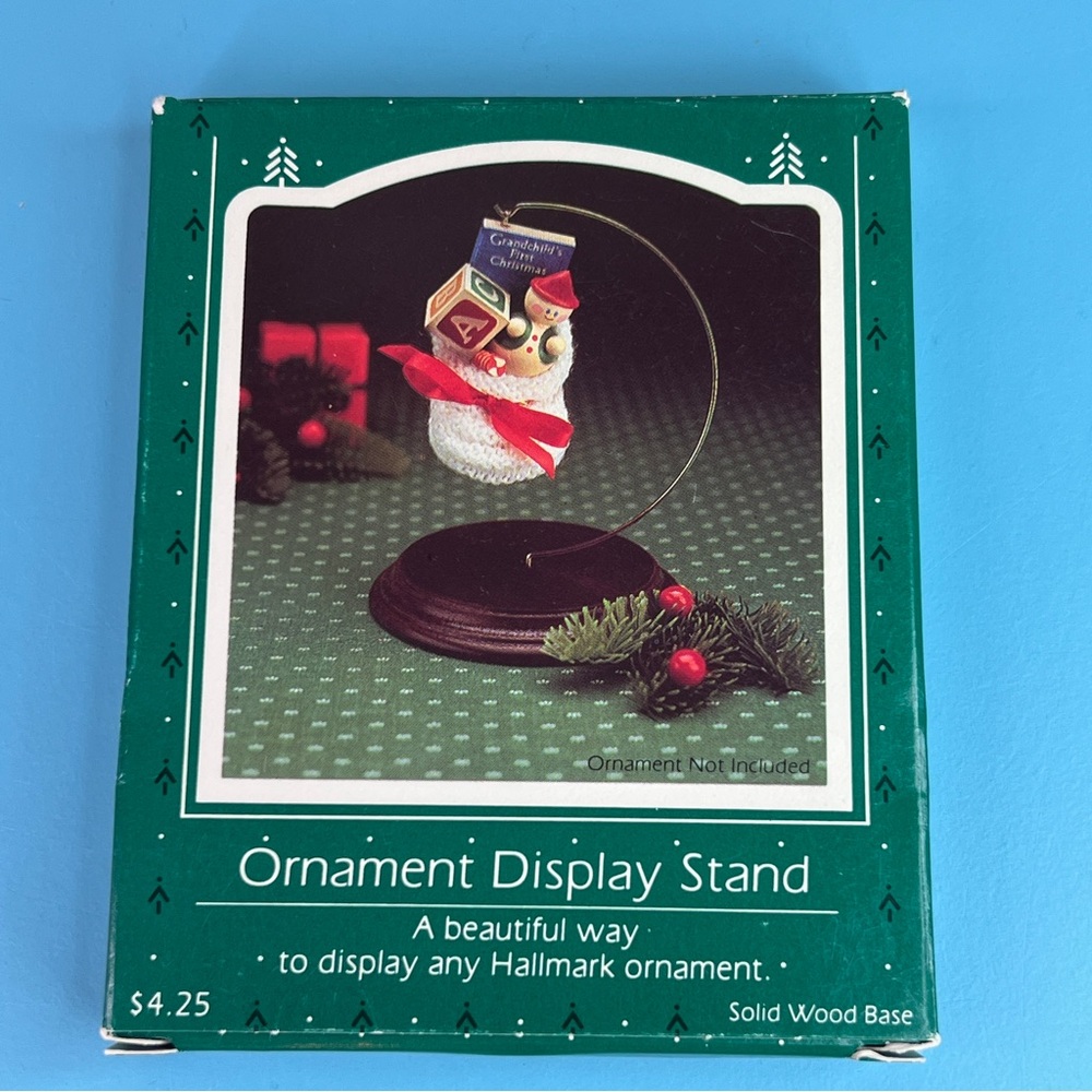 Hallmark Ornament Display Stand 1985 Solid Wood Base